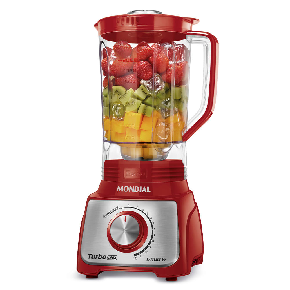 Liquidificador Turbo Mondial Vermelho/Inox 1100W  - L-1100 RI
