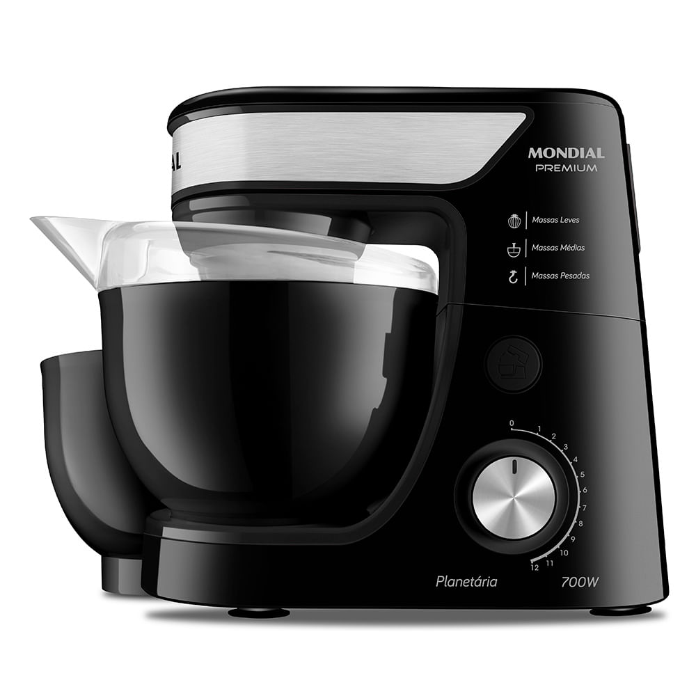 Batedeira Planetária Mondial Preto/Inox 700W  - BP-01P-B