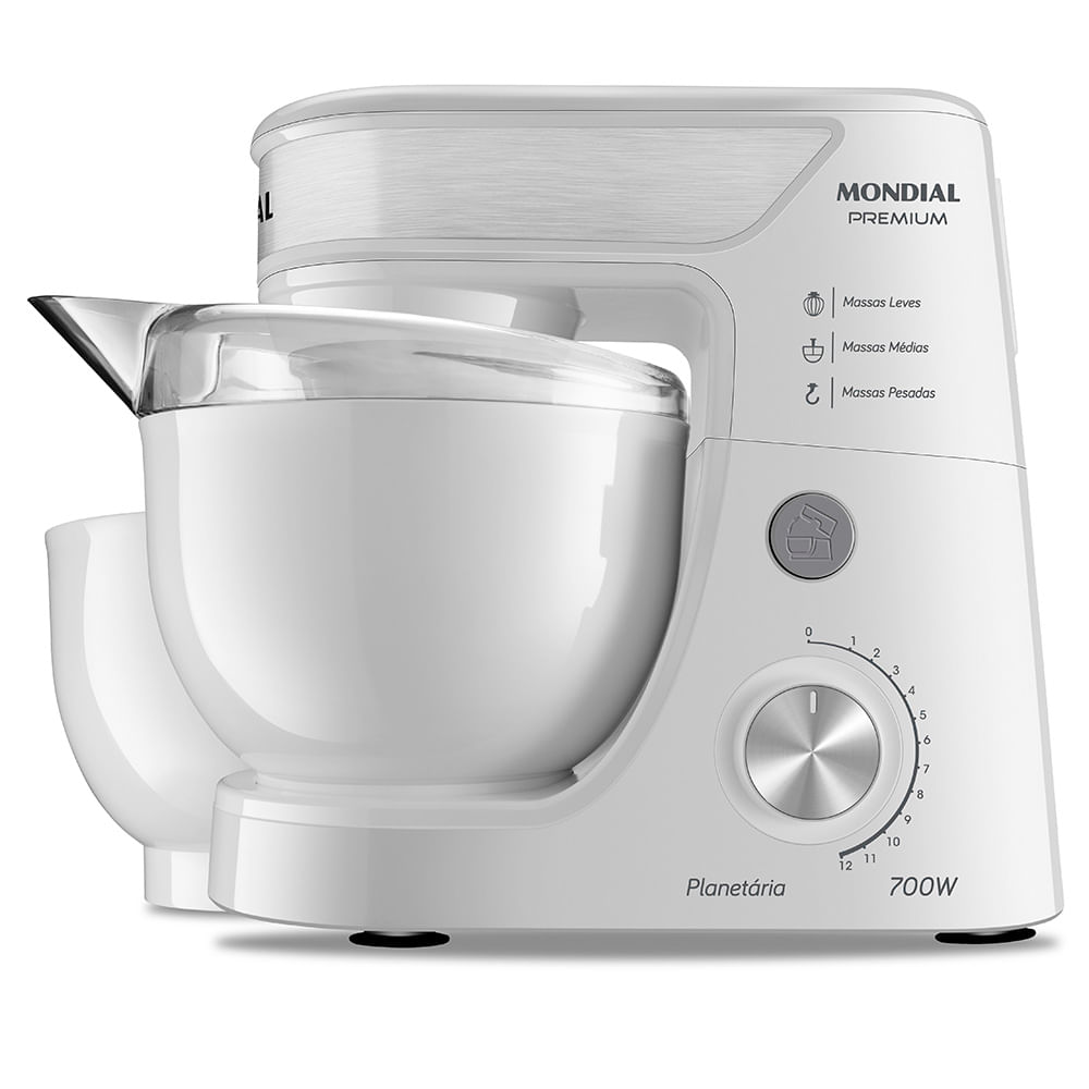 Batedeira Planetária Mondial Branco/Inox 700W  - BP-01P-W