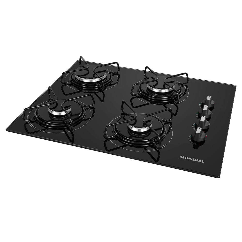 Cooktop a Gás 4 Bocas Mondial Preto/Inox Bivolt - CTG-01