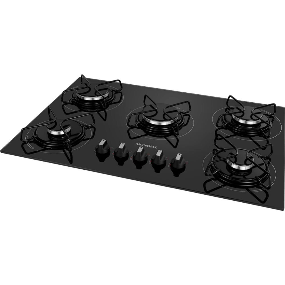 Cooktop a Gás 5 Bocas Mondial Preto/Inox Bivolt - CTG-02