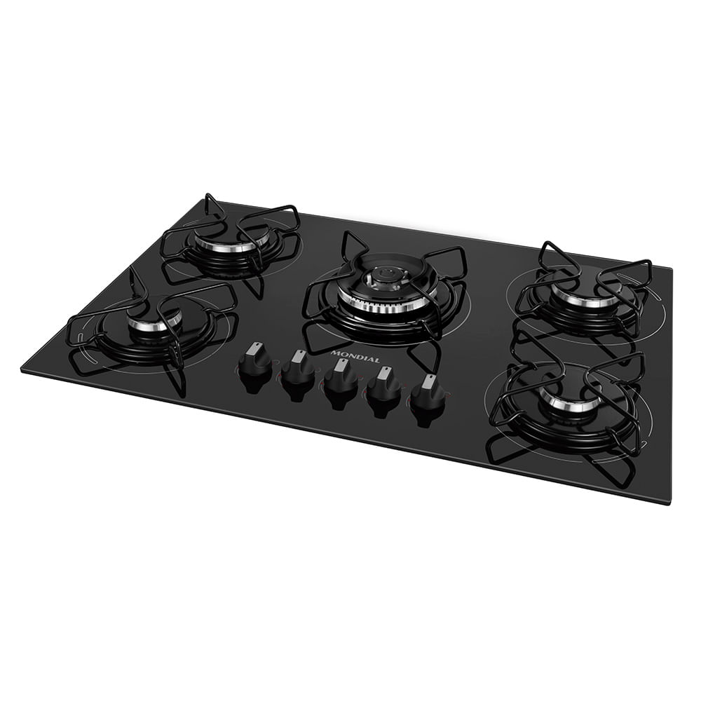 Cooktop a Gás 5 Bocas Mondial Preto/Inox Bivolt - CTG-03
