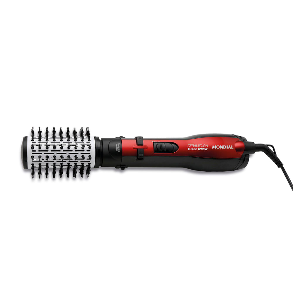 Escova Rotativa Ceramic Íon Turbo Mondial Vermelho e Preto ER-09