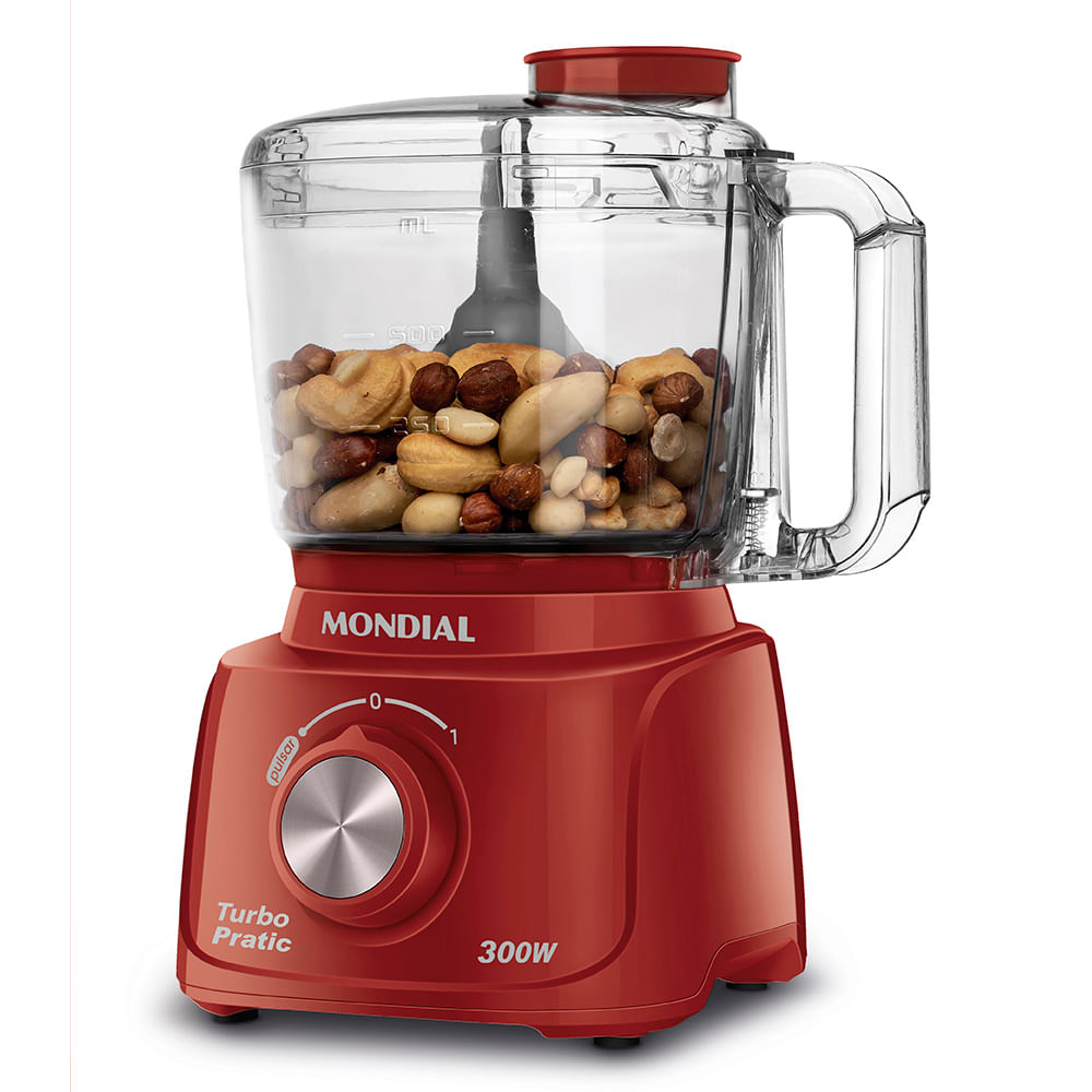 Mini Processador Turbo Pratic Mondial Vermelho 300W  - MP-16-R