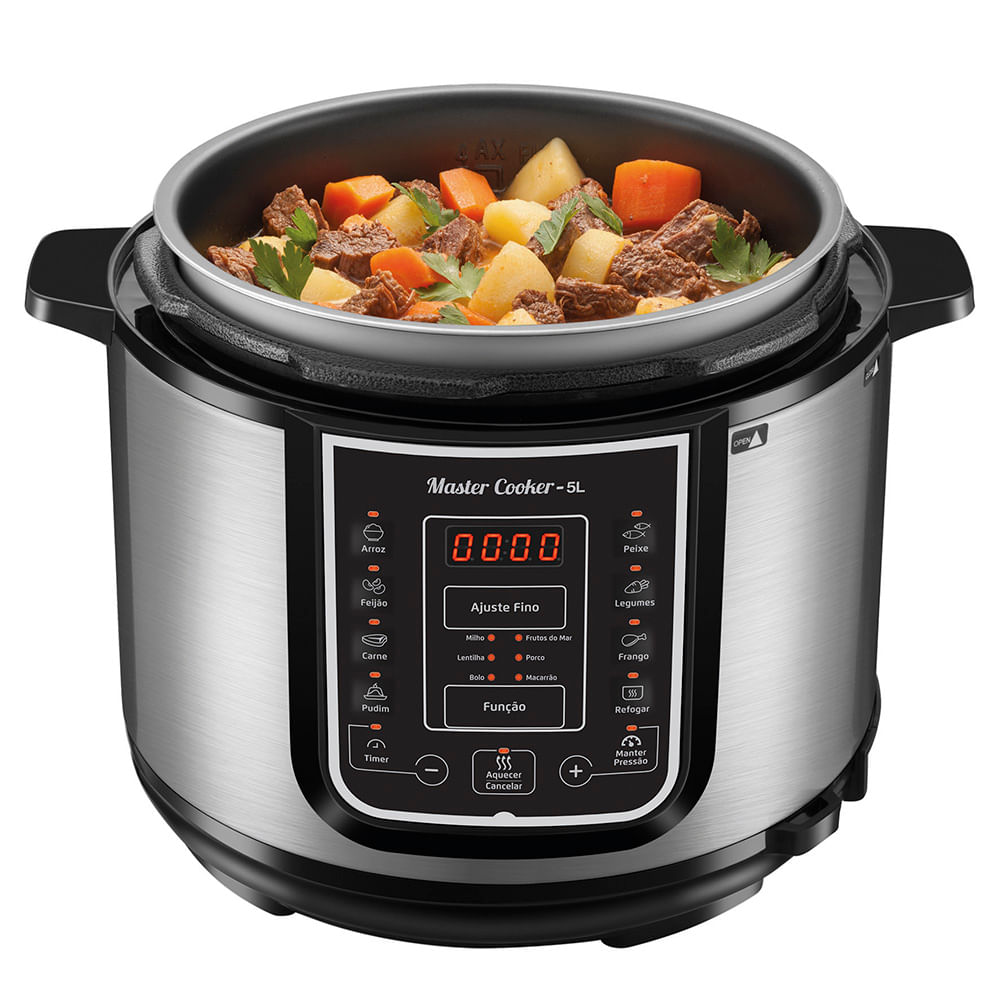 Panela de Pressão Elétrica Digital 5L Mondial Preto/Inox 900W  - PE-38