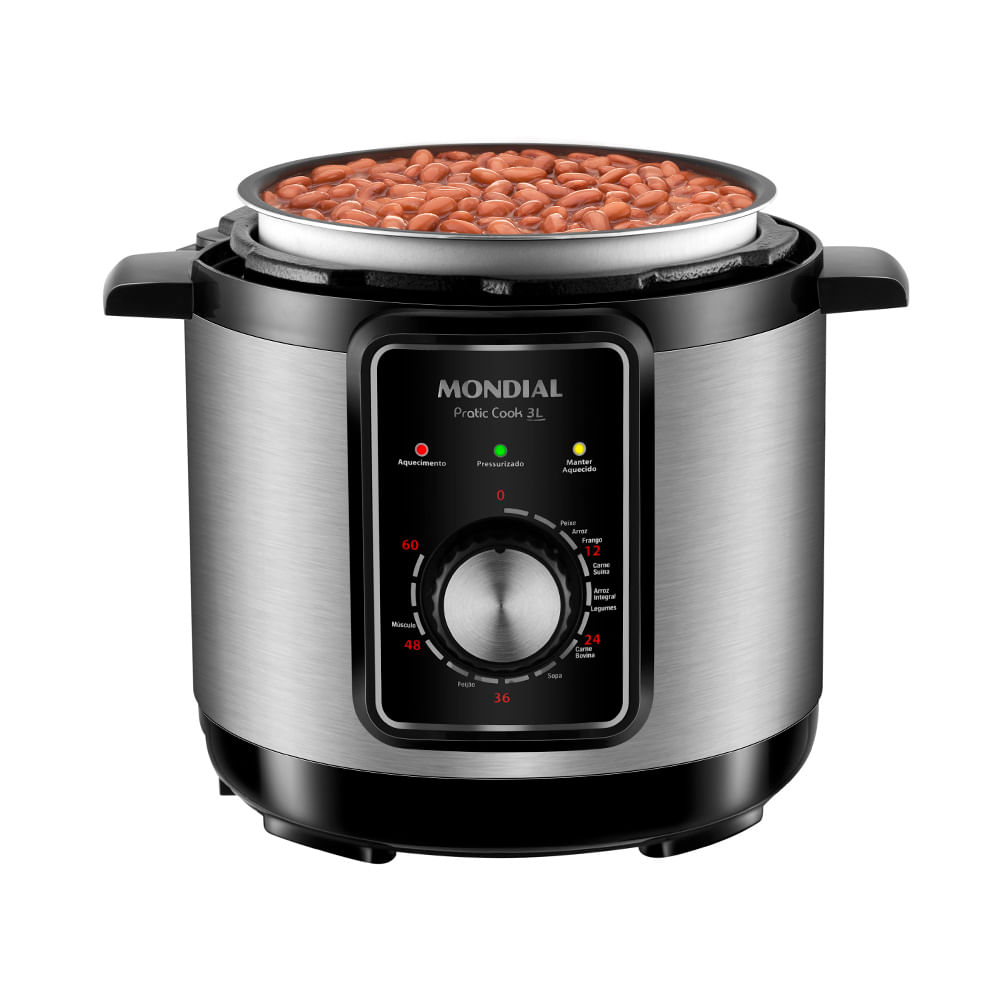 Panela de Pressão Elétrica 3L Mondial Preto/Inox 700W  - PE-47-3L-I