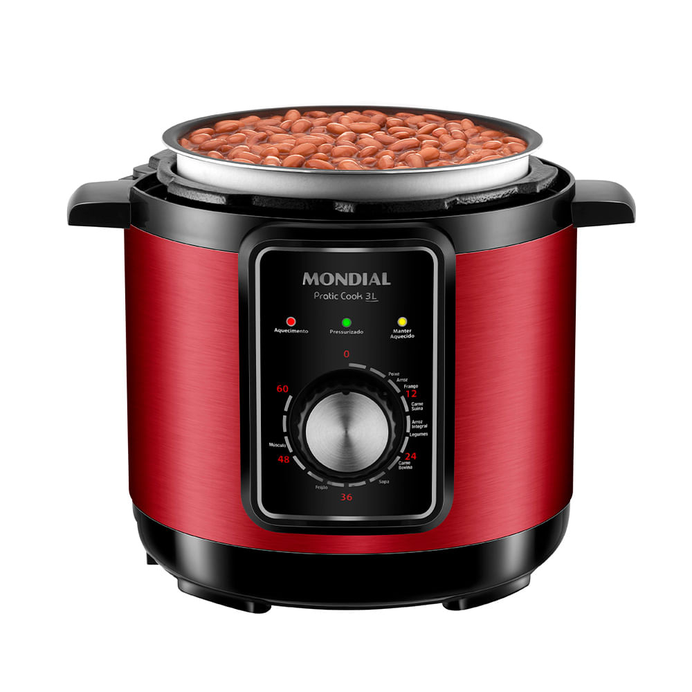 Panela de Pressão Elétrica 3L Mondial Vermelho/Inox 700W  - PE-47-3L-RI