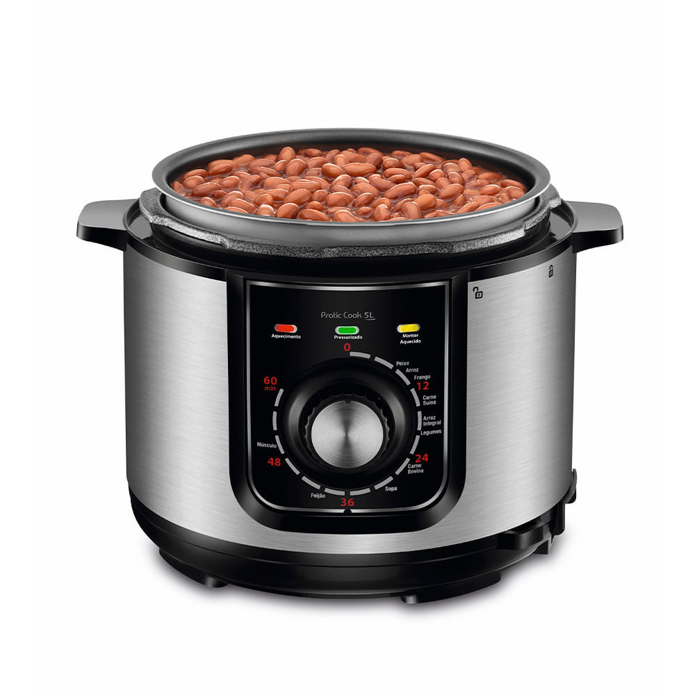 Panela de Pressão Elétrica 5L Mondial Preto/Inox 900W  - PE-48-5L-I