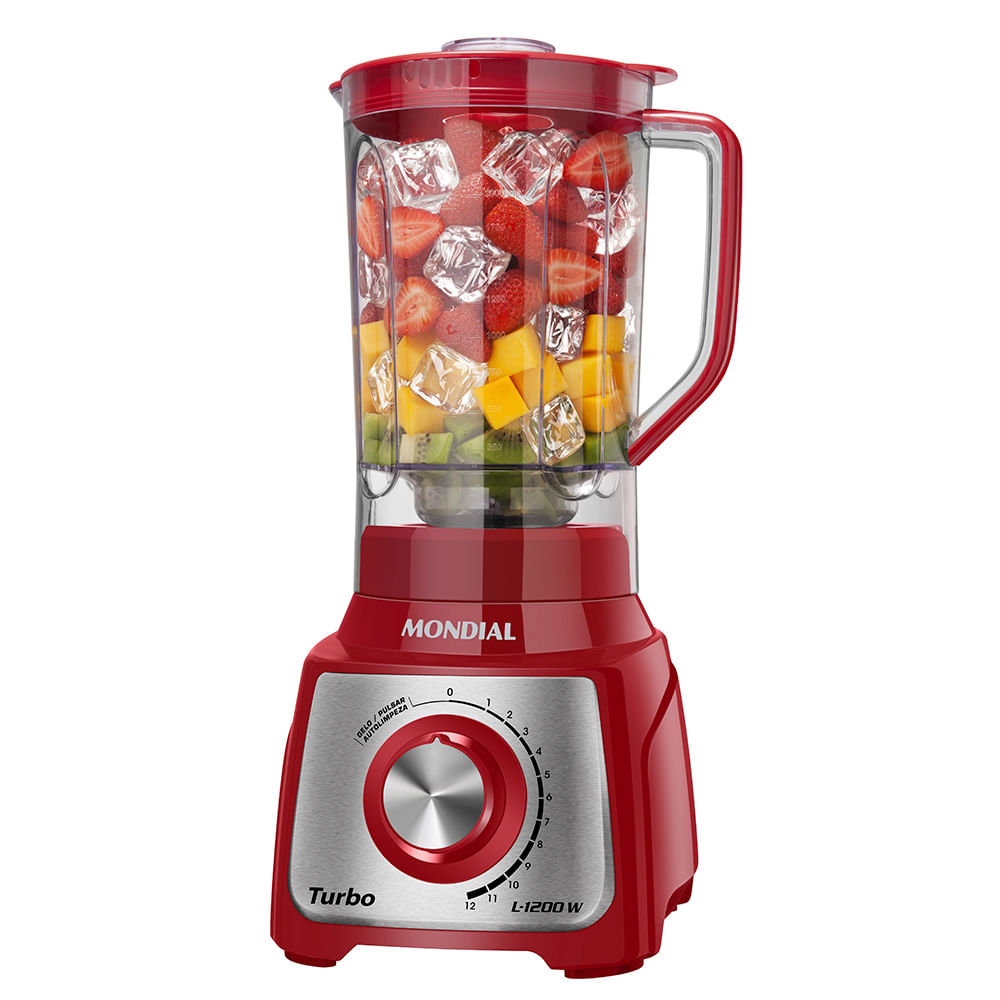 Liquidificador Turbo Mondial Vermelho/Inox 1200W  - L-1200 RI