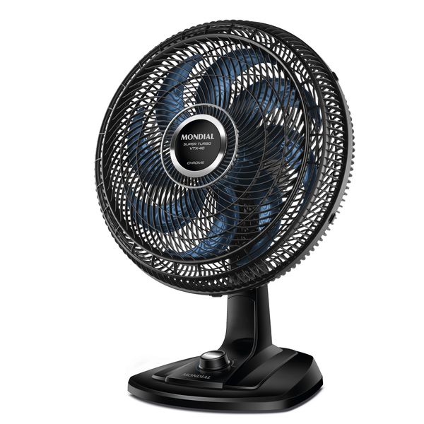 Ventilador de Mesa 40cm Super Turbo Mondial Preto/Azul 140W - VTX-40-CHROME 220V