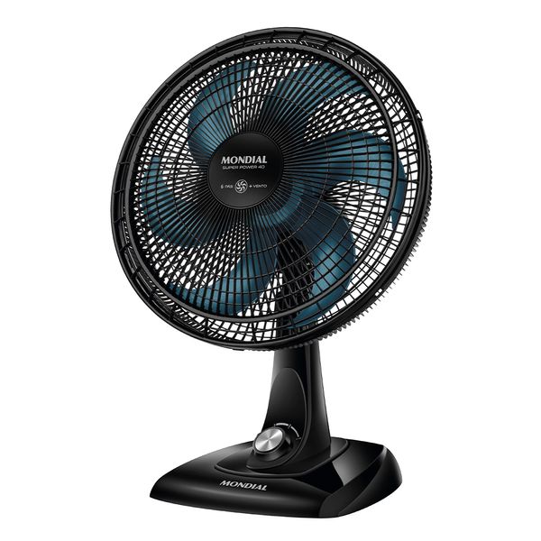 Ventilador de Mesa 40cm Super Power Mondial Preto/Azul Petróleo 140W - VSP-40-AP 220V