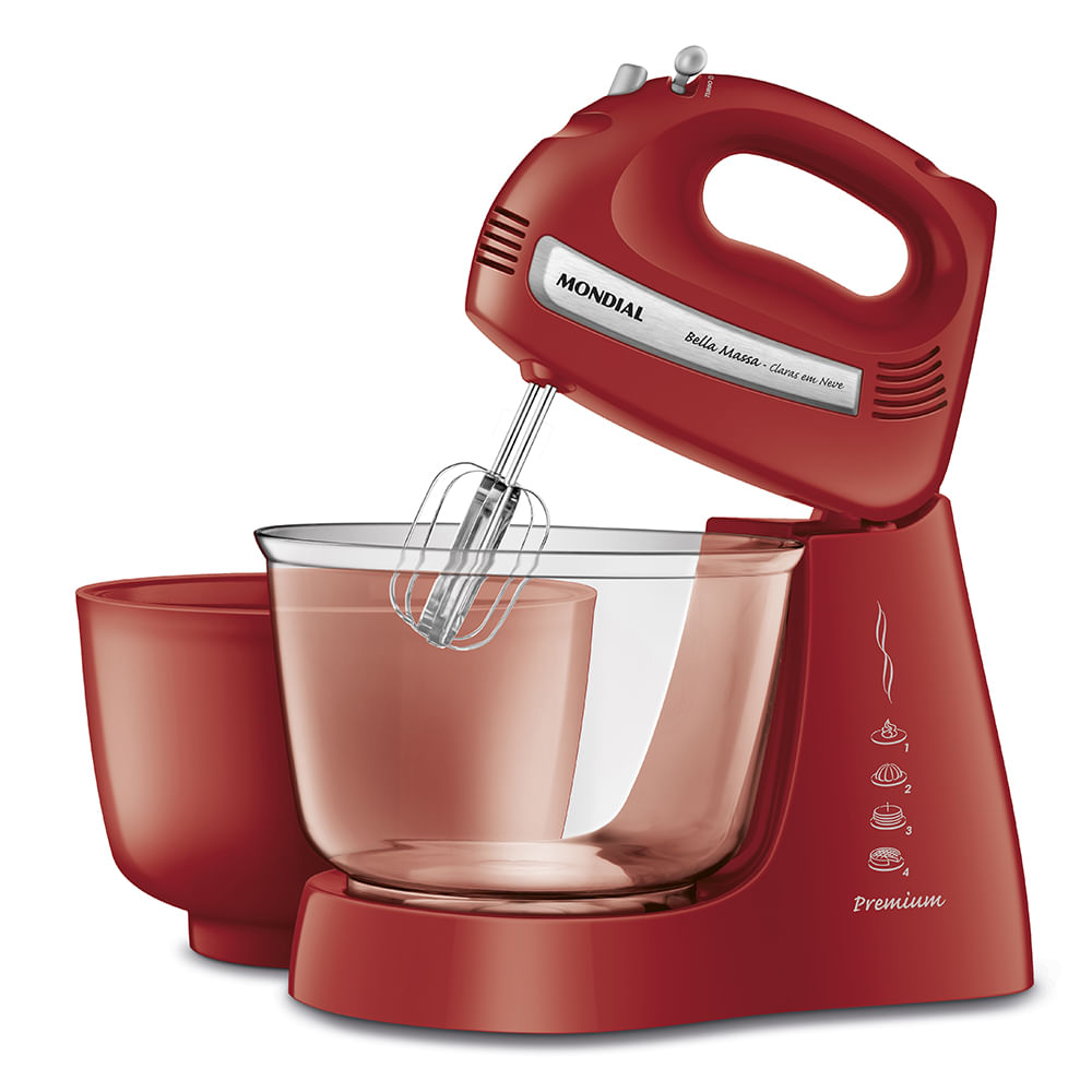 Batedeira Bella Massa Mondial Vermelha/Inox 500W  - B-55-R
