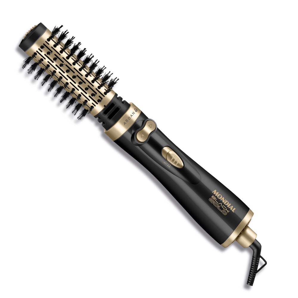 Escova Rotativa Argan Mondial Preto/Champagne 1000W  - ER-11-AR