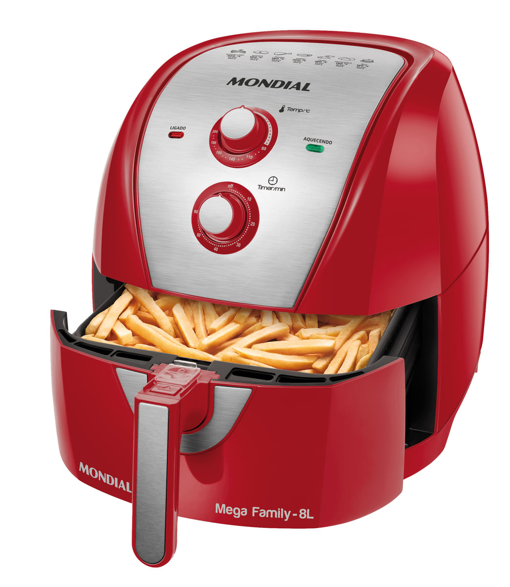 Fritadeira Sem Óleo Air Fryer 8L Mondial Vermelho/Inox 1900W  - AFN-80-RI