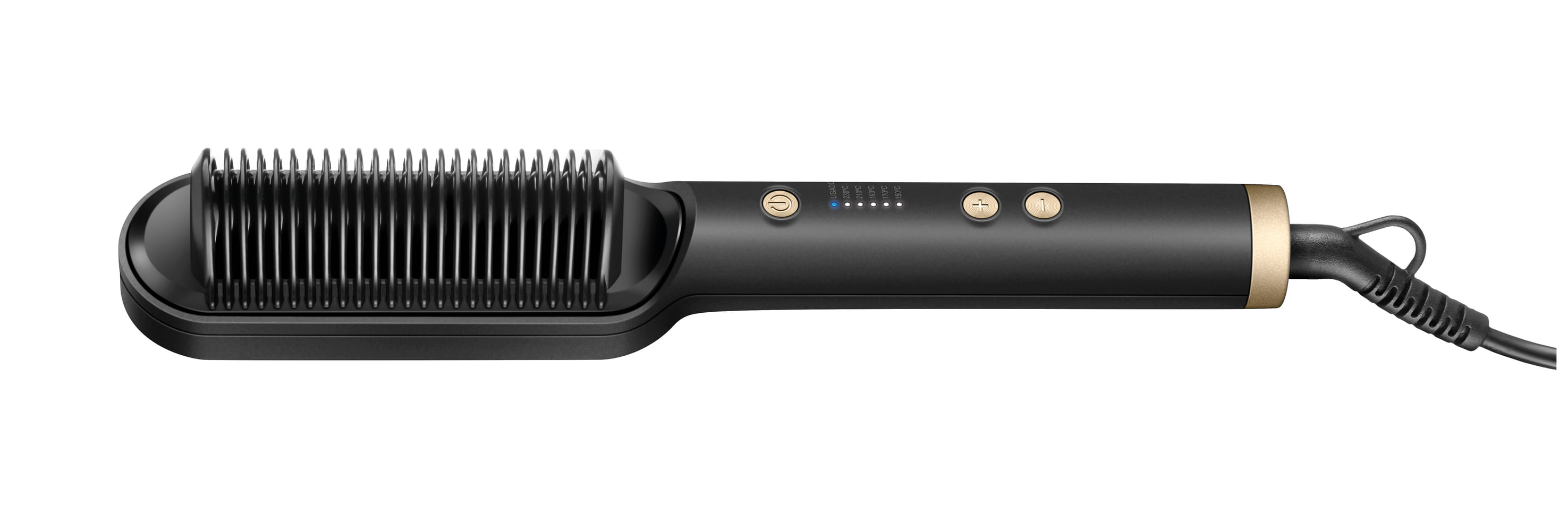 Escova Alisadora Black Gold Argan Mondial Preto e Champagne EA-06