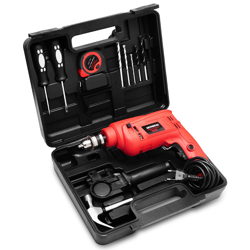 Furadeira de Impacto com Maleta Mondial Vermelho 650W  - NFFI-07M