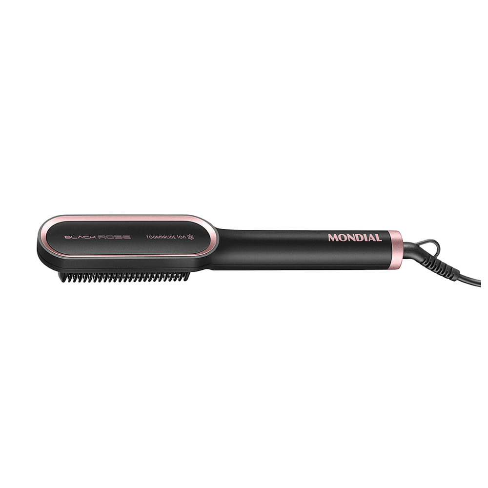 Escova Alisadora Black Rose Mondial Preto e Rose EA-07
