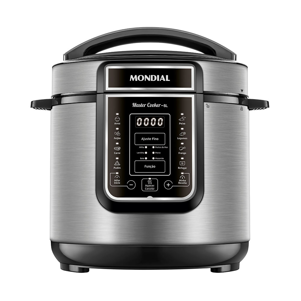 Panela de Pressão Elétrica Digital 6L Mondial Preto/Inox 1000W  - PE-60-6L-I