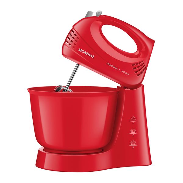 Batedeira Power Prática Mondial Vermelho 400W  - B-44-R 110V