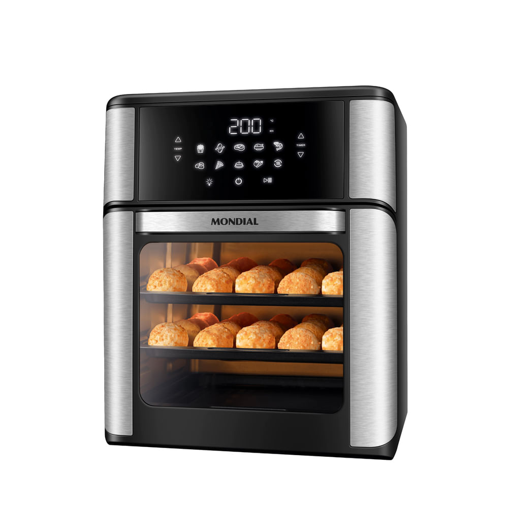 Fritadeira Air Fryer Forno Oven 12L Mondial Preto/Inox 2000W  - AFON-12L-BI