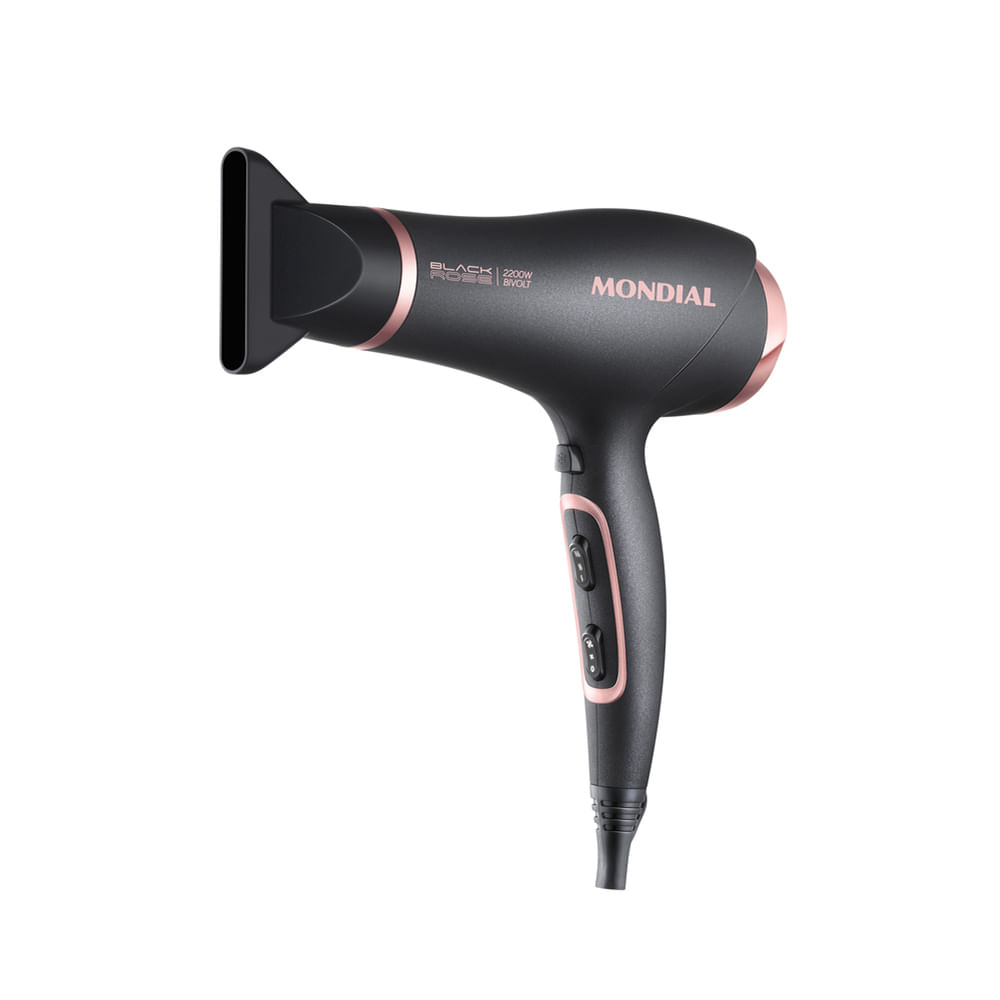 Secador de Cabelos Mondial Preto/Golden Rose Bivolt - SC-37-BI