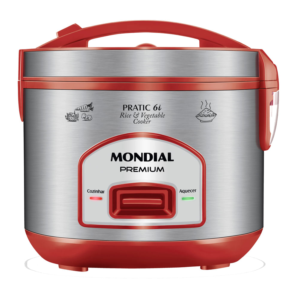 Panela Elétrica de Arroz Mondial Vermelho/Inox 500W  - PE-45-6X