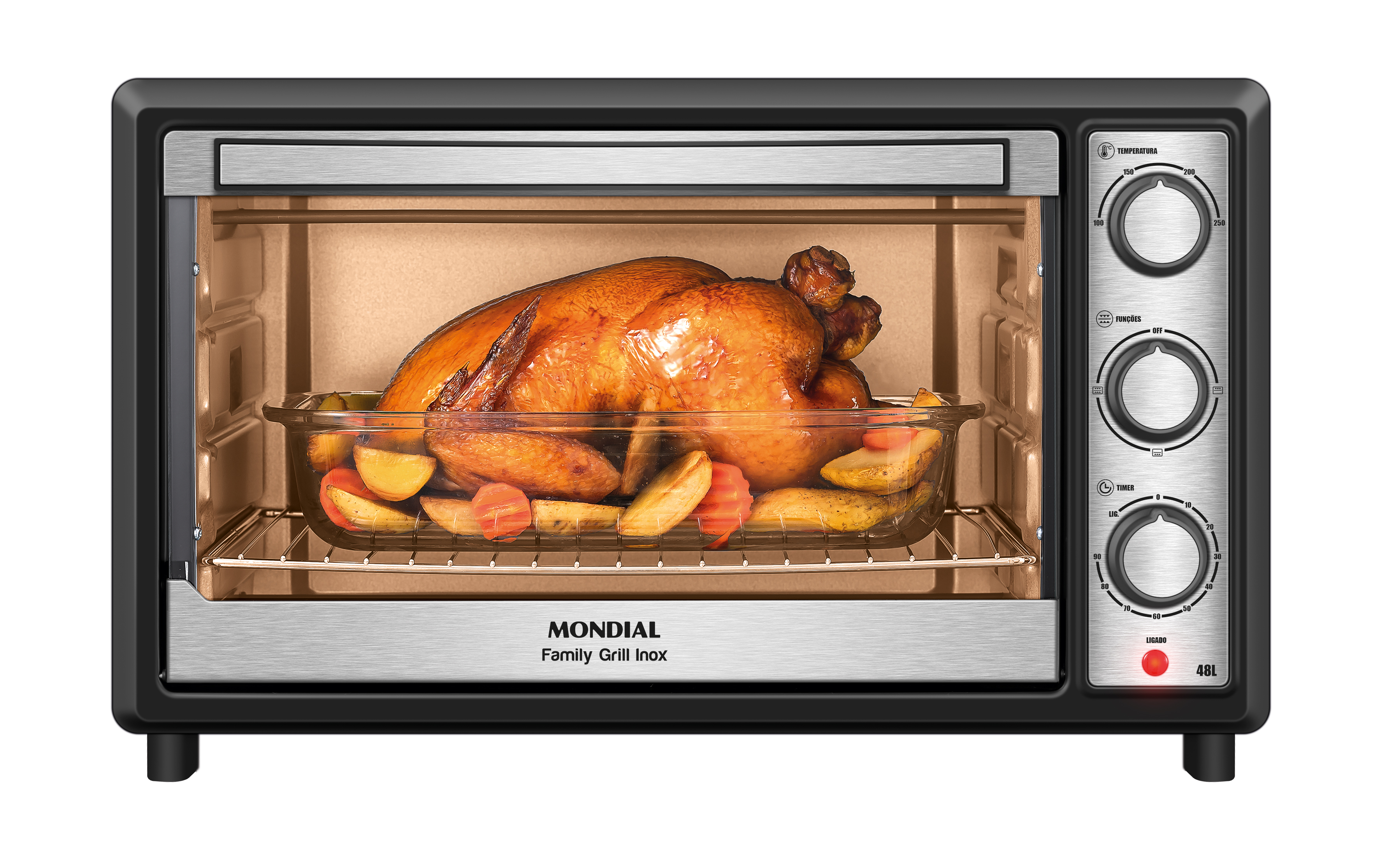 Forno Elétrico 48L Family Grill Inox Mondial Preto/Inox 1800W - FRN-48-BI