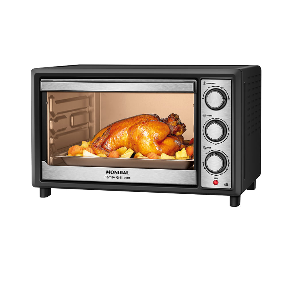 Forno Elétrico 42L Family Grill Inox Mondial Preto 1600W FRN-42-BI